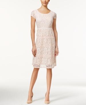 Ny Collection Petite Floral Lace Fit & Flare Dress