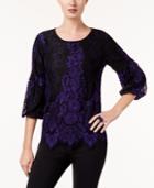 Alfani Bubble-sleeve Lace Top, Created For Macy's
