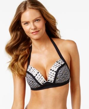 Bleu By Rod Beattie Geo-print Push-up Bikini Top Women's Swimsuit