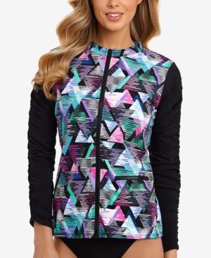 Swim Solutions Sport Geo-print Zip Rashguard Women's Swimsuit