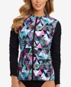 Swim Solutions Sport Geo-print Zip Rashguard Women's Swimsuit