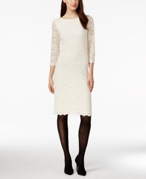 Charter Club Petite Scallop-trim Lace Sheath Dress, Only At Macy's