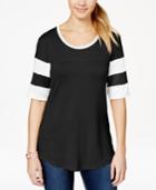 Pretty Rebellious Juniors' Contrast-trim Football T-shirt