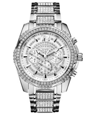 Guess Men's Chronograph Crystal-accent Stainless Steel Bracelet Watch 47mm U0291g1