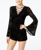 Material Girl Juniors' Flocked Bell-sleeve Romper, Only At Macy's