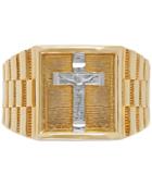 Men's Crucifix Ring In 14k Gold & White Gold