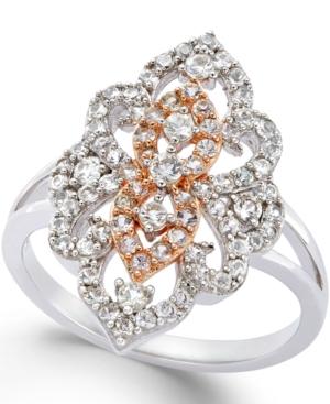 White Sapphire Antique Ring In 14k Two-tone Gold (3/4 Ct. T.w.)