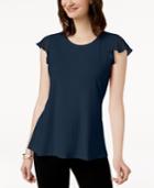 Charter Club Crew-neck Flutter-sleeve Top, Created For Macy's