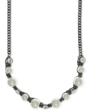 Givenchy Hematite-tone Imitation Pearl And Crystal Collar Necklace