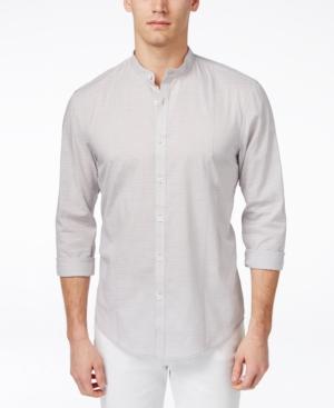 Alfani Men's Warren Plaid Banded-collar Long-sleeve Shirt, Only At Macy's