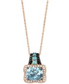 Le Vian Exotics Sea Blue Aquamarine (1-3/8 Ct. T.w.) & Diamond (3/8 Ct. T.w.) Pendant Necklace In 14k Rose Gold