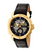 Heritor Automatic Conrad Gold & Black Leather Watches 42mm