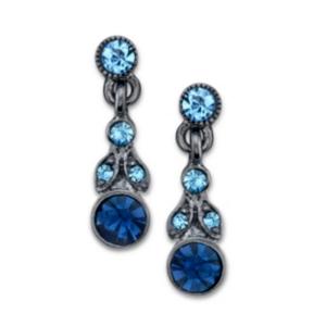 2028 Black-tone Blue Drop Earrings