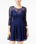Emerald Sundae Juniors' Glitter Lace Fit & Flare Dress