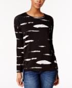 Kensie Lace-up Printed Sweater