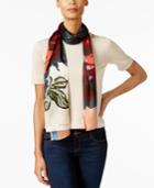 Vince Camuto Overgrown Rose Striped Oblong Scarf