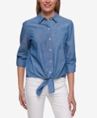 Tommy Hilfiger Tie-front Shirt, Only At Macy's
