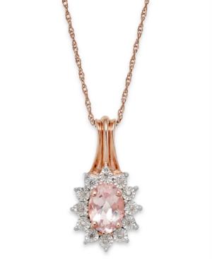 Morganite (5/8 Ct. T.w.) And Diamond Accent Pendant Necklace In 10k Rose Gold
