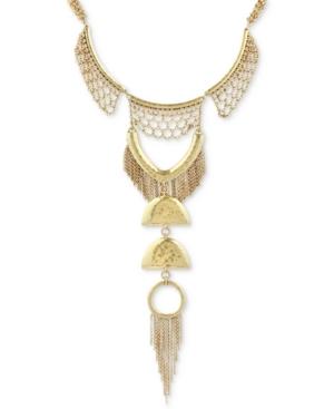 Lucky Brand Gold-tone Chain Mesh & Fringe Statement Necklace