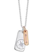 Unwritten Two-tone Vertical Tag Arrow & Compass 18 Pendant Necklace In Sterling Silver & Rose Gold-flash