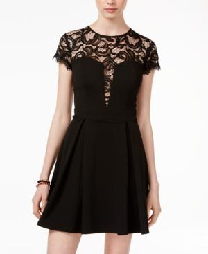 B Darlin Juniors' Illusion Lace Fit & Flare Dress