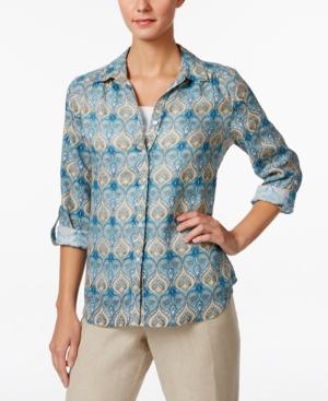 Charter Club Paisley-print Linen Shirt, Only At Macy's
