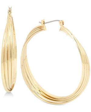 Kenneth Cole New York Silver-tone Large Multi-row Twisted Hoop Earrings