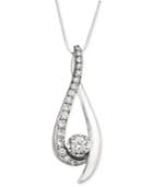 Diamond Pendant, 14k White Gold Diamond Drop (3/8 Ct. T.w.)