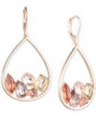 Anne Klein Gold-tone Stone Cluster Oval Drop Earrings