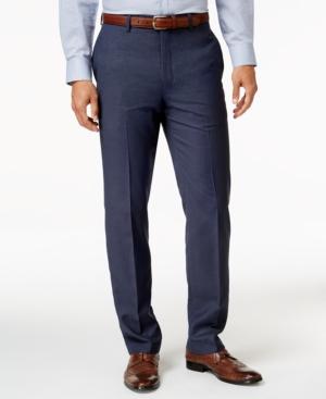 Calvin Klein Men's Slim-fit Blue Plaid Dress Pants