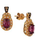 Le Vian Chocolatier Raspberry Rhodolite (1-3/4 Ct. T.w.) & Diamond (1/5 Ct. T.w.) Drop Earrings In 14k Rose Gold