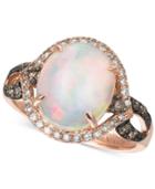 Le Vian Chocolatier Opal (2-1/3 Ct. T.w.), Chocolate Diamonds And Vanilla Diamonds (1/2 Ct. T.w.) Ring In 14k Rose Gold