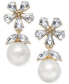 Charter Club Crystal & Imitation Pearl Drop Earrings, Only At Macy's