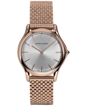 Emporio Armani Unisex Swiss Rose Gold Ion-plated Stainless Steel Bracelet Watch 36mm Ars2013
