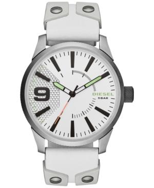 Diesel Men's Rasp White Silicone & Leather Strap Watch 53mm Dz1828