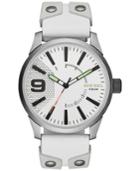 Diesel Men's Rasp White Silicone & Leather Strap Watch 53mm Dz1828