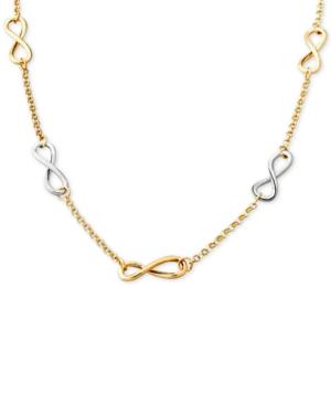 Two-tone Infinity Link Collar Necklace In 14k Gold & White Gold