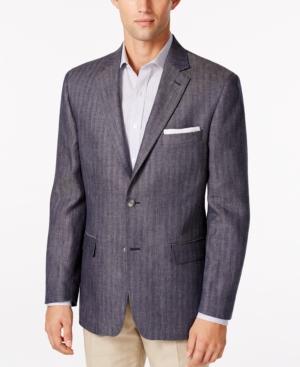 Tasso Elba Men's Blue Herringbone Classic Fit Sport Coat, Only At Macy's