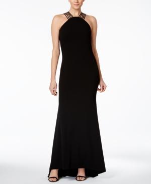 Calvin Klein Lattice Halter Gown