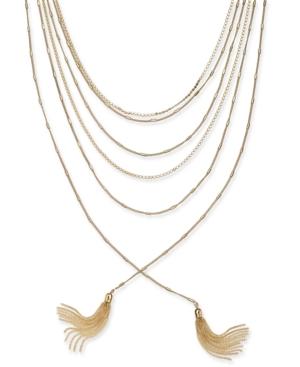 Inc International Concepts Gold-tone Multi-chain & Tassel Layered Necklace, 17 + 3 Extender, Created For Macy's