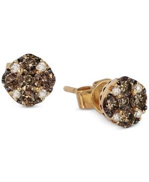 Le Vian Chocolate And White Diamond Stud Earrings (1/2 Ct. T.w.) In 14k Yellow Gold