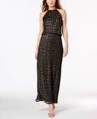 Msk Metallic-dot-print Halter Gown