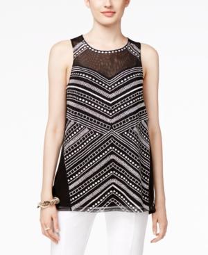 Alfani Embroidered Illusion Top, Only At Macy's