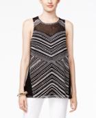 Alfani Embroidered Illusion Top, Only At Macy's