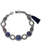Lucky Brand Silver-tone Multi-stone & Tassel Link Bracelet