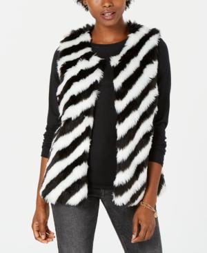 Say What? Juniors' Striped Faux-fur Vest