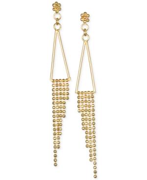 Polished Triangle Fringe Drop Earrings In 10k Gold