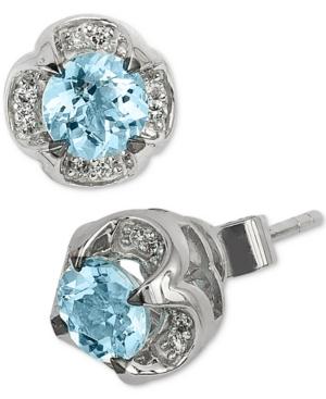 Le Vian Sea Blue Aquamarine (3/4 Ct. T.w.) & Diamond Accent Stud Earrings In 14k White Gold