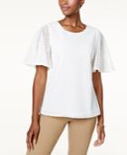 Charter Club Flutter-sleeve Lace Top, Created For Macy's