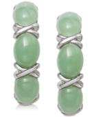 Dyed Jadeite (5mm X 7mm) Curved Drop Earrings In Sterling Silver